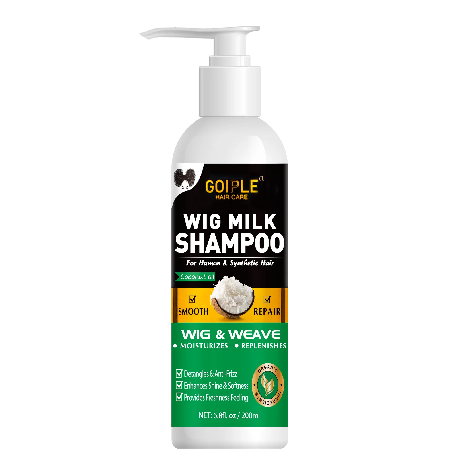 Goiple Coconut Oil Wig Milk Shampoo Hair Care and Repair Cleanser - 1