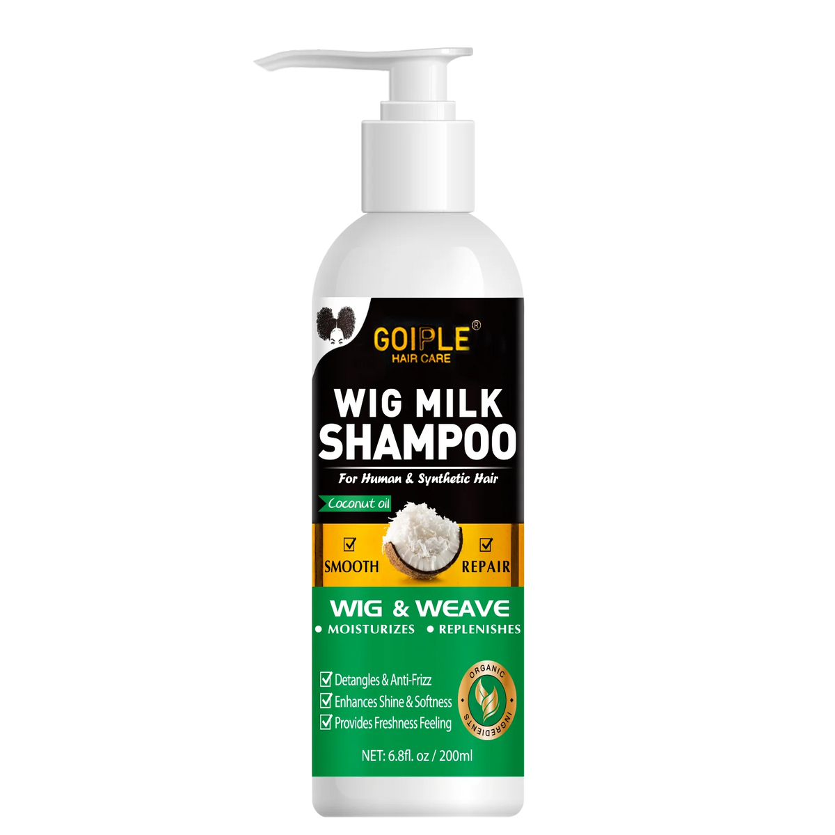 Goiple Coconut Oil Wig Milk Shampoo Hair Care and Repair Cleanser