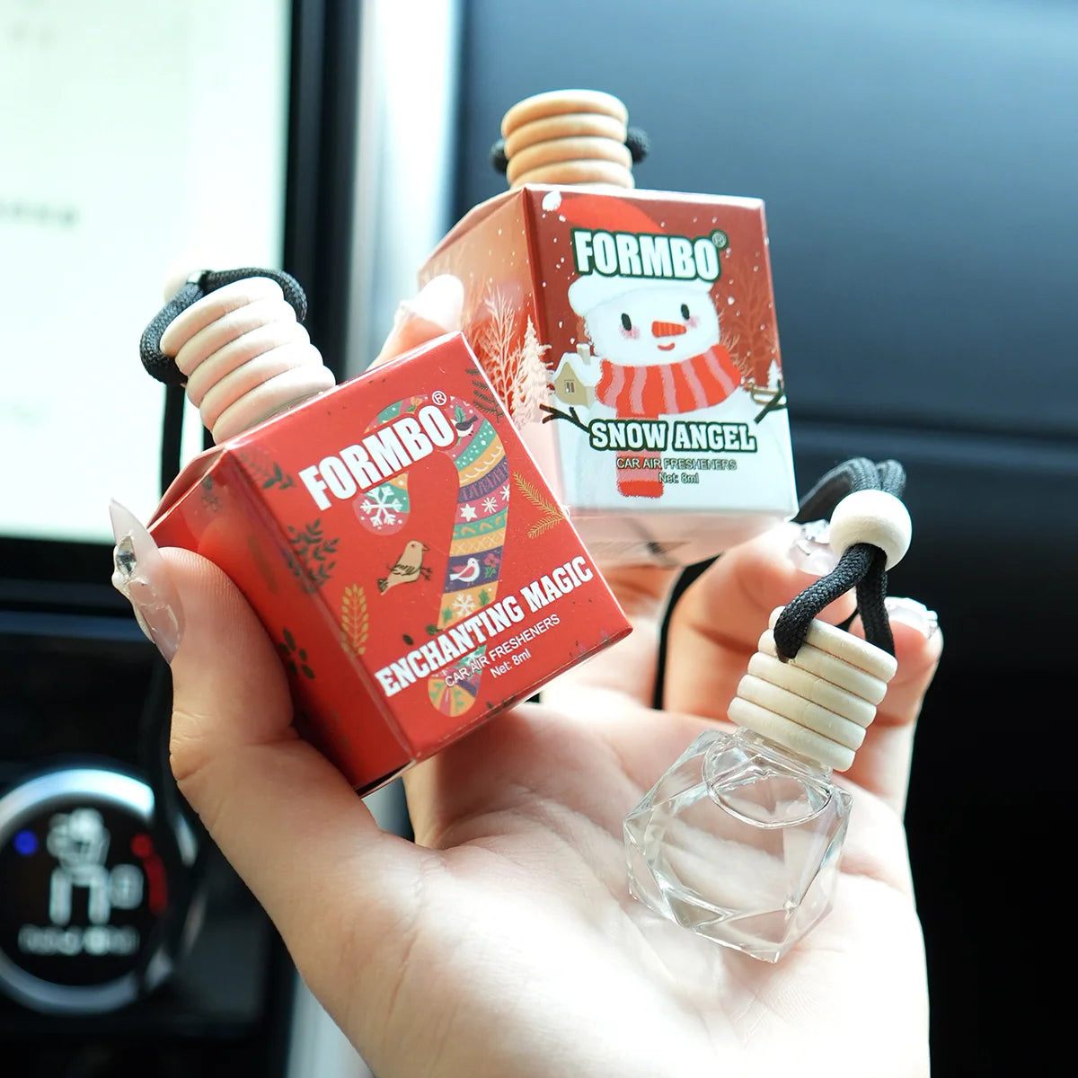 4pc Christmas Car Air Freshener Set Hanging Perfume Diffuser