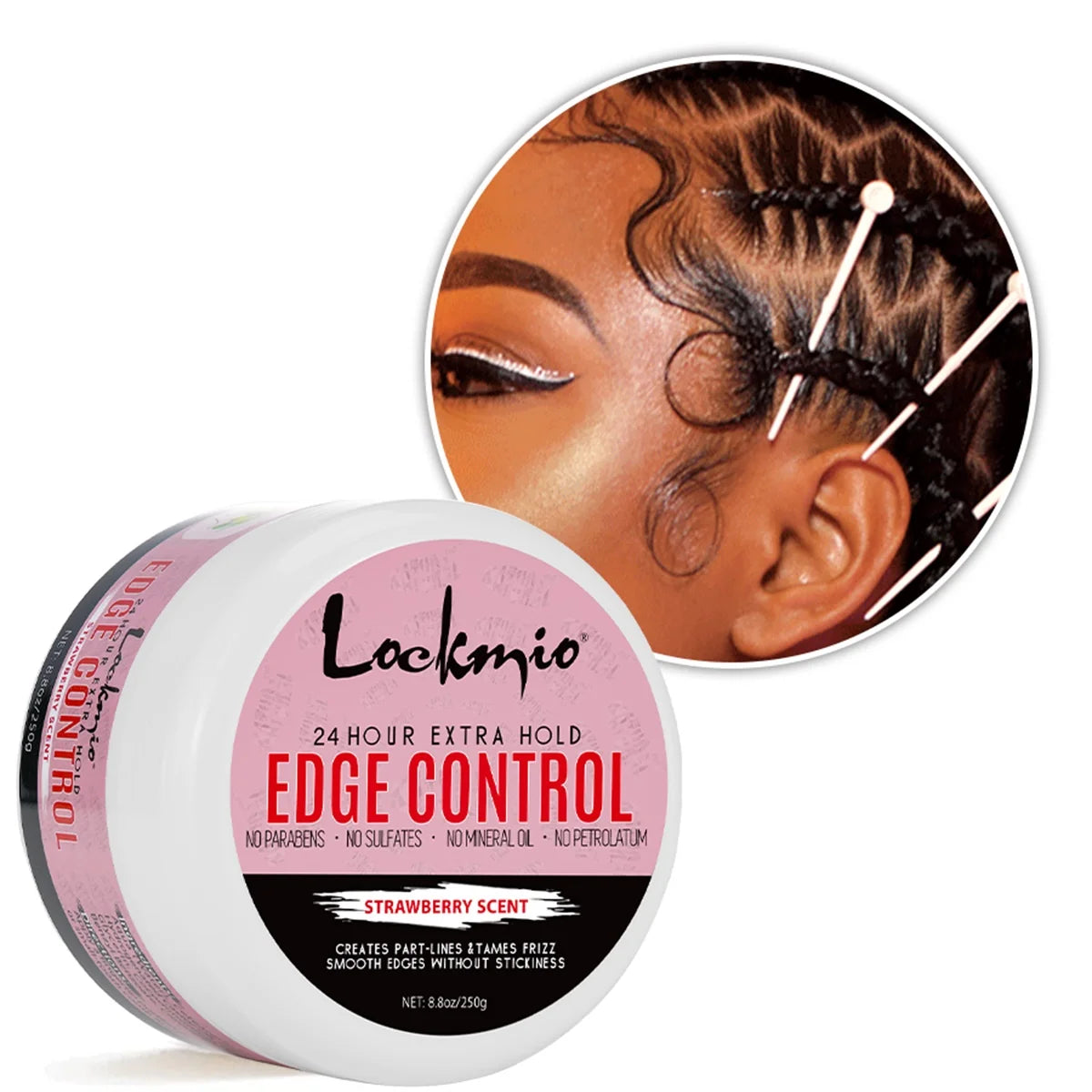Lockmio Edge Control Wax 250g Hair Pomade Gel with Brush and Band - 16