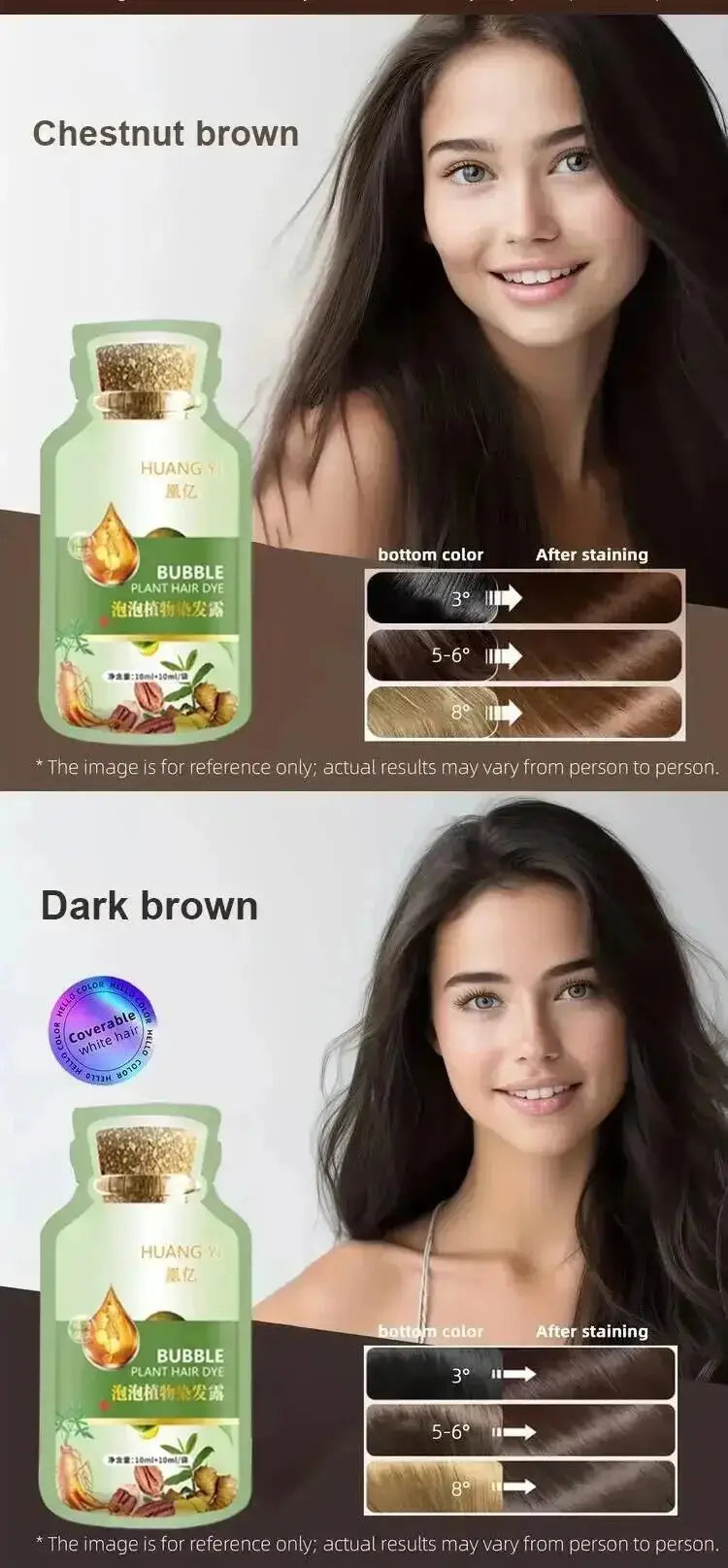 100ml 3 in 1 Herbal Hair Dye Shampoo for Gray Hair Coverage - 21