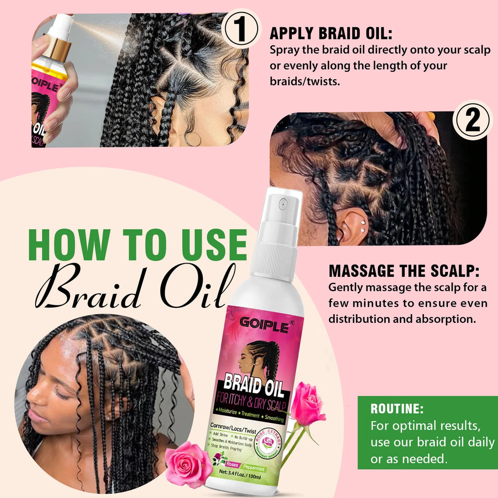 Rinse Free Braid Shampoo and Nourishing Braid Essence Oil Set