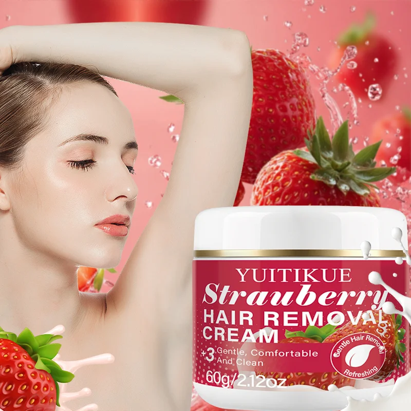YUITIKUE Strawberry Hair Removal Cream Gentle Painless Depilatory