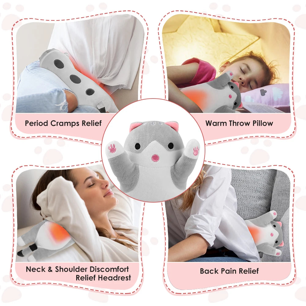 Heated Cat Hand Warmer Pillow with 5 Heat Settings - 12