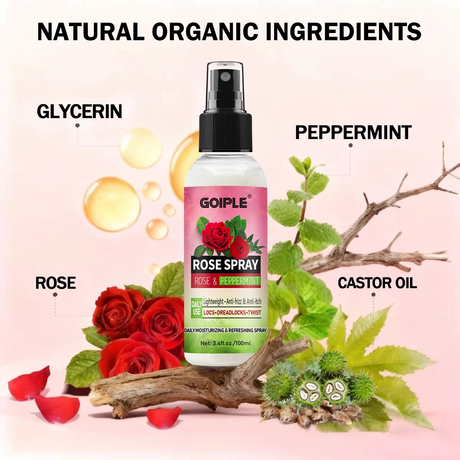 Goiple Rose Mint Hair Styling Set Curl Mousse and Refreshing Spray - 3