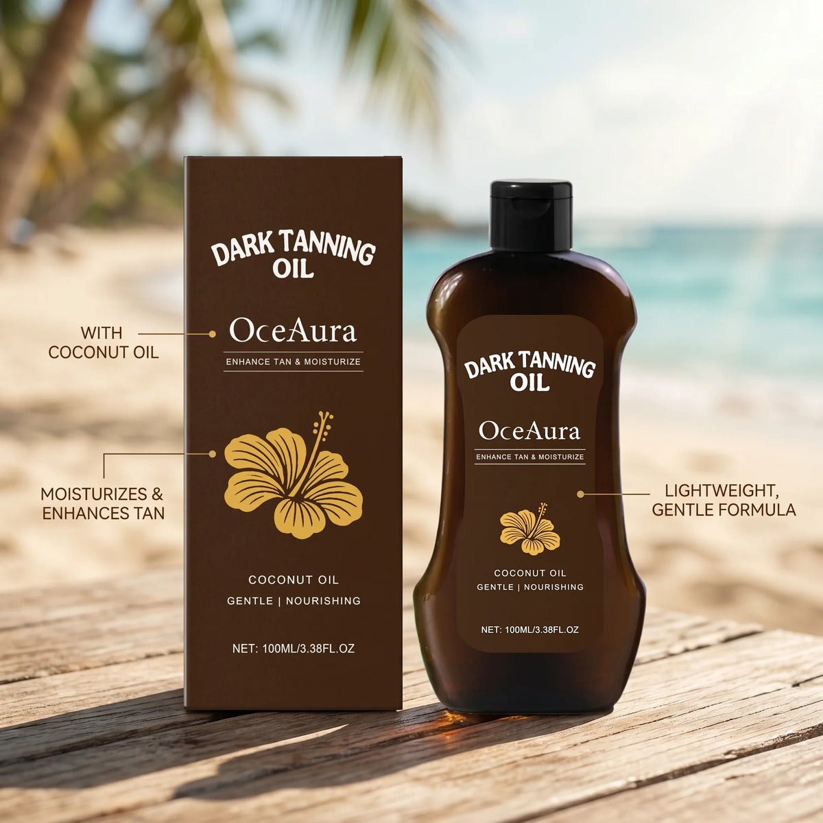 Coconut Oil Dark Tanning Body Oil for Deep Bronze Tan