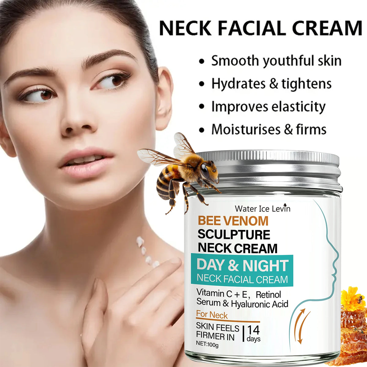 Bee Venom Neck Firming Cream Retinol Vitamin C Anti Aging Face Cream