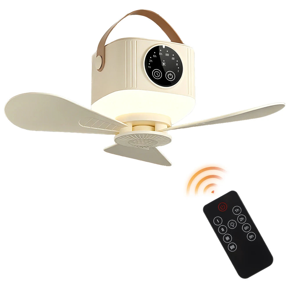 Portable Rechargeable Ceiling Fan with LED Light and Remote - 17
