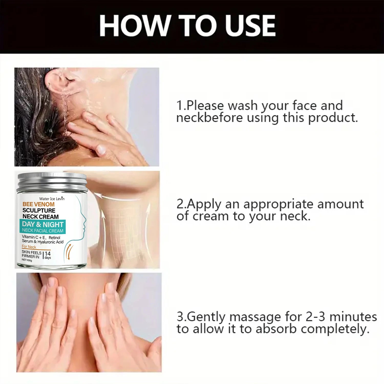 Bee Venom Neck Firming Cream Retinol Vitamin C Anti Aging Face Cream - 5