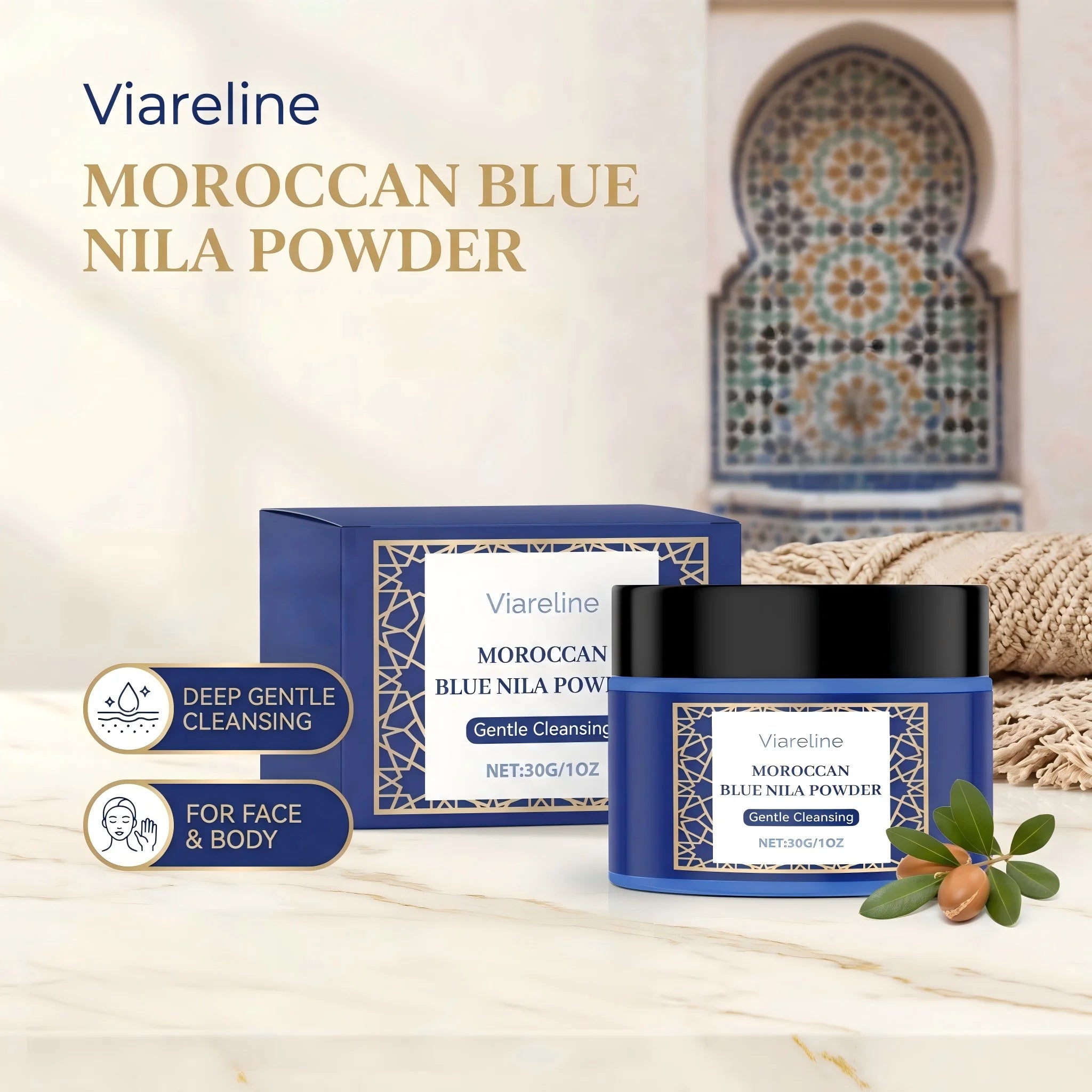 Moroccan Blue Nila Brightening Face Mask Powder - 4