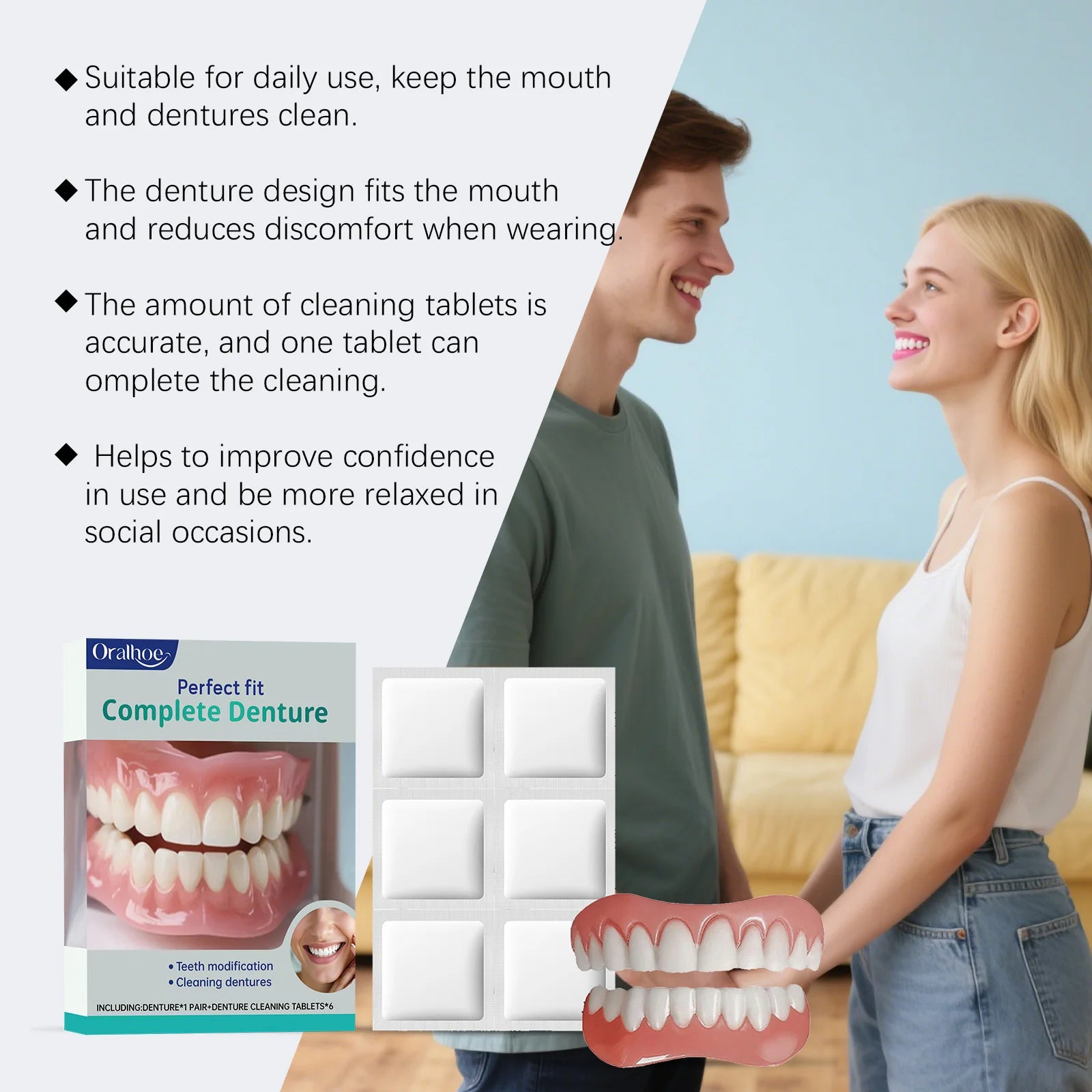 Cosmetic Denture Kit for Missing or Stained Teeth - 11