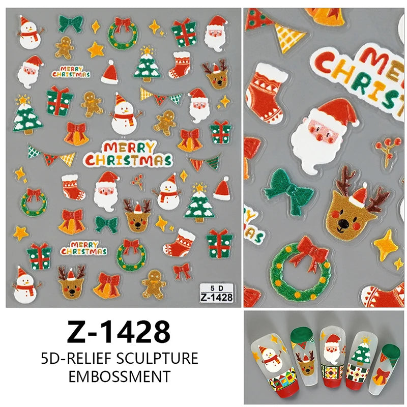 3D Christmas Cartoon Nail Art Stickers