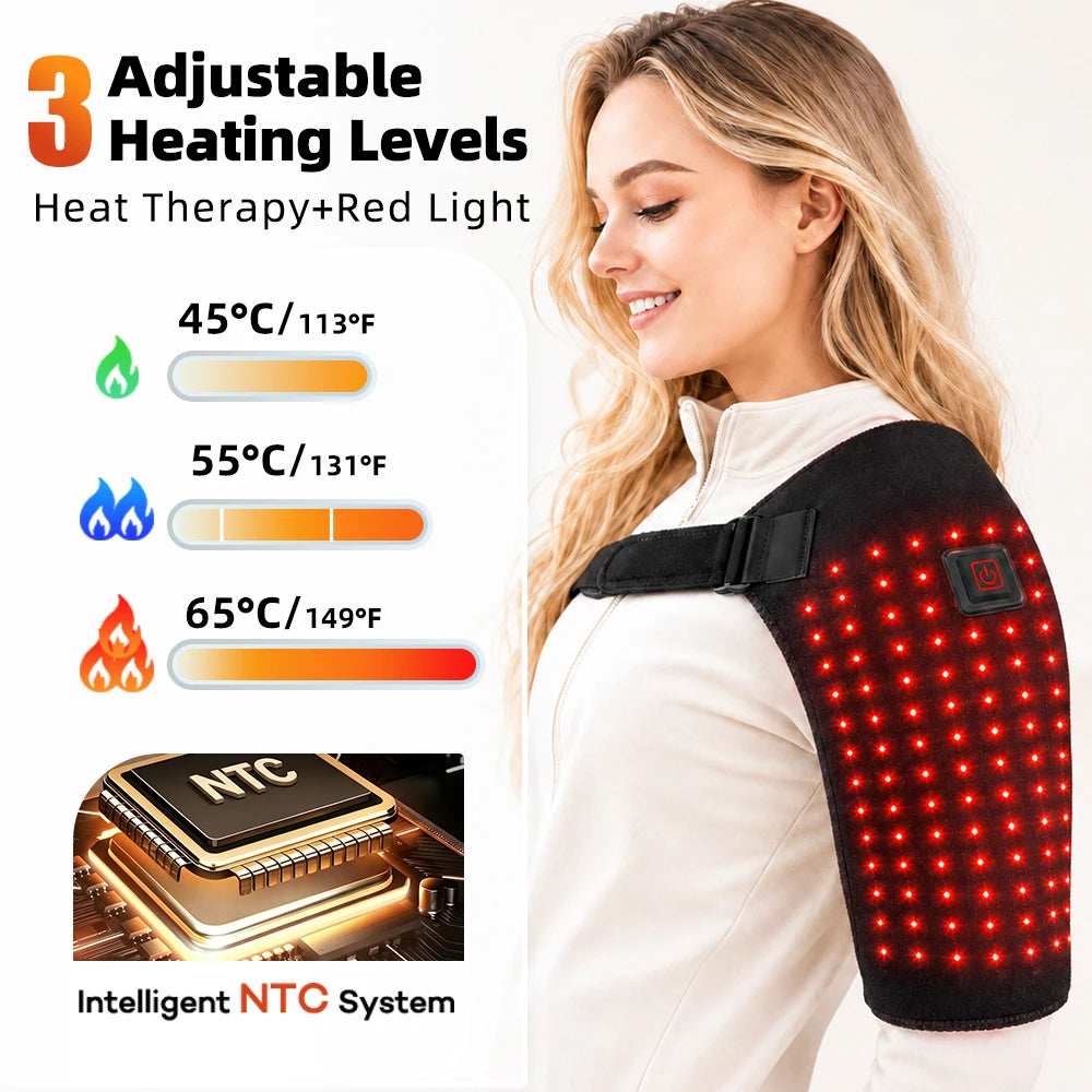 Red Light Therapy Heated Shoulder Wrap for Joint Pain Relief