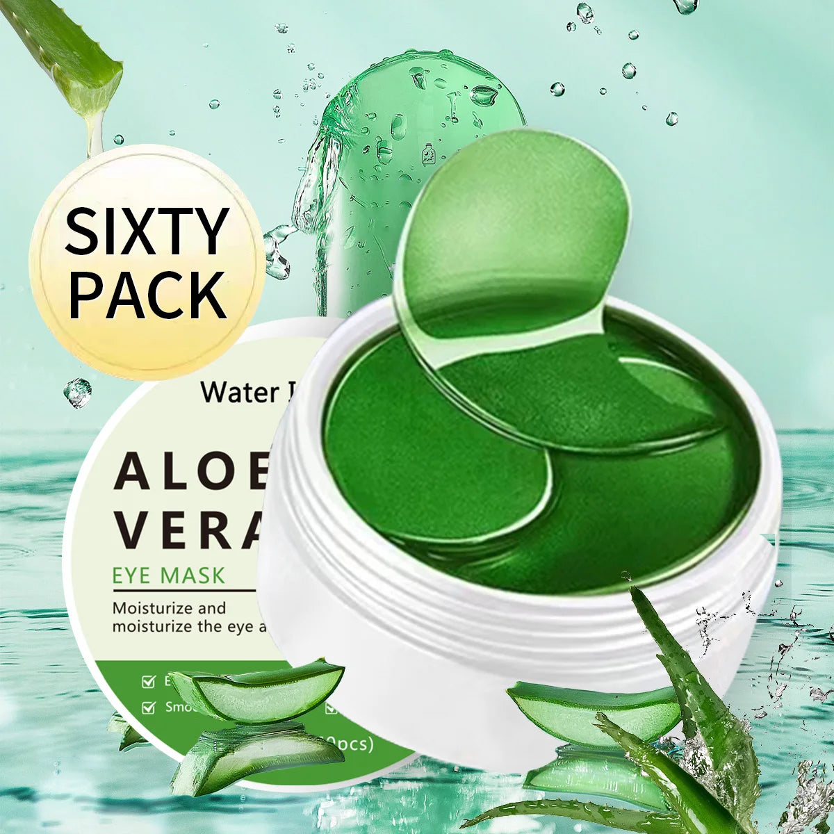 60Pcs Aloe Vera Collagen Eye Mask Under Eye Patches for Dark Circles - 1