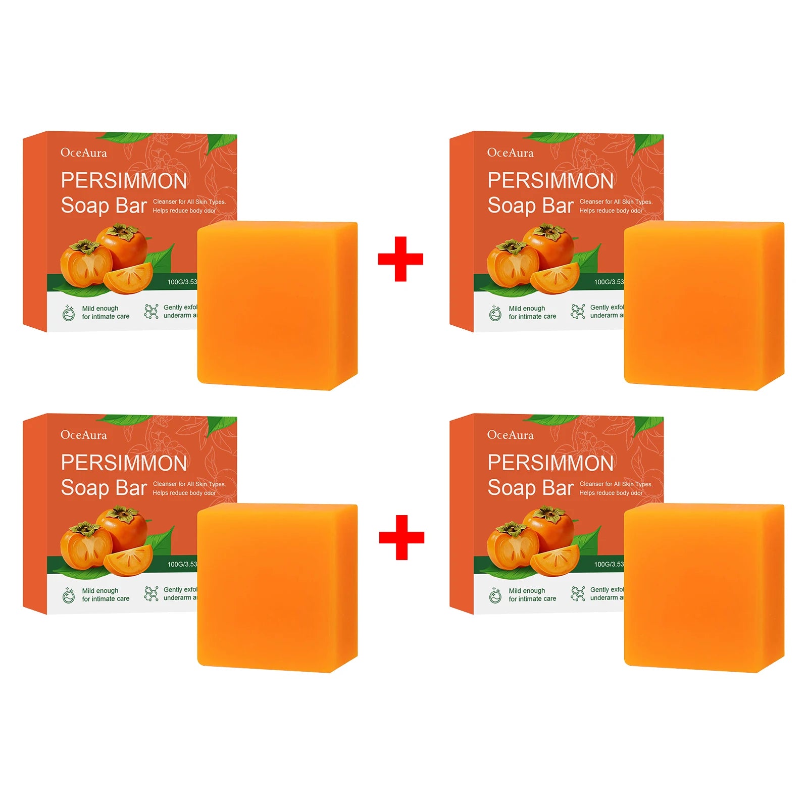 Persimmon Exfoliating Soap Bar for Odor Control and Body Cleansing - 17