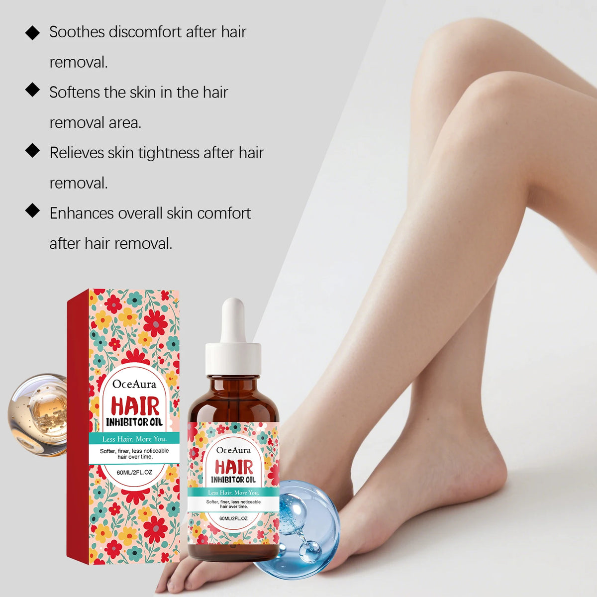 OceAura Hair Inhibitor Oil Post Depilation Soothing Serum