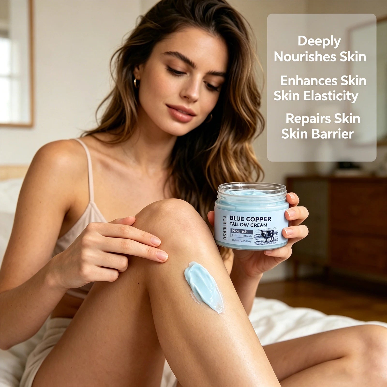 YURHERSU Blue Copper Tallow Cream GHK-Cu Firming Face Moisturizer 120ml - 12