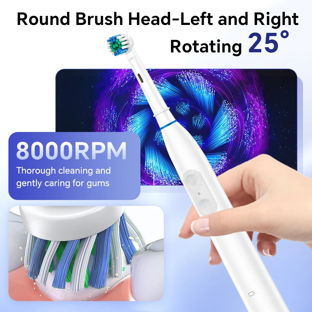 Rechargeable Electric Toothbrush with 5 Modes and 4 Brush Heads