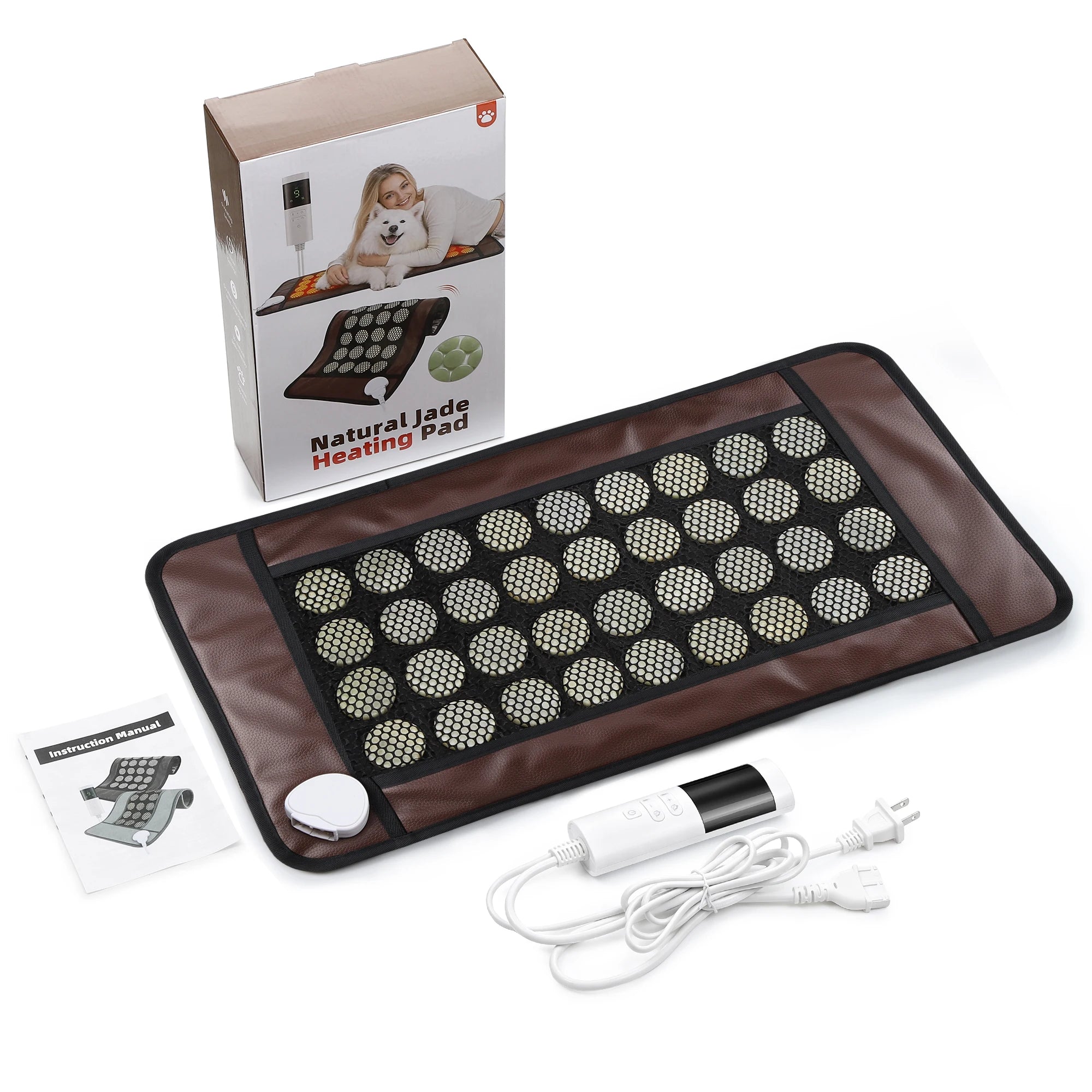 Natural Jade Stone Heating Pad for Back and Muscle Pain Relief - 20