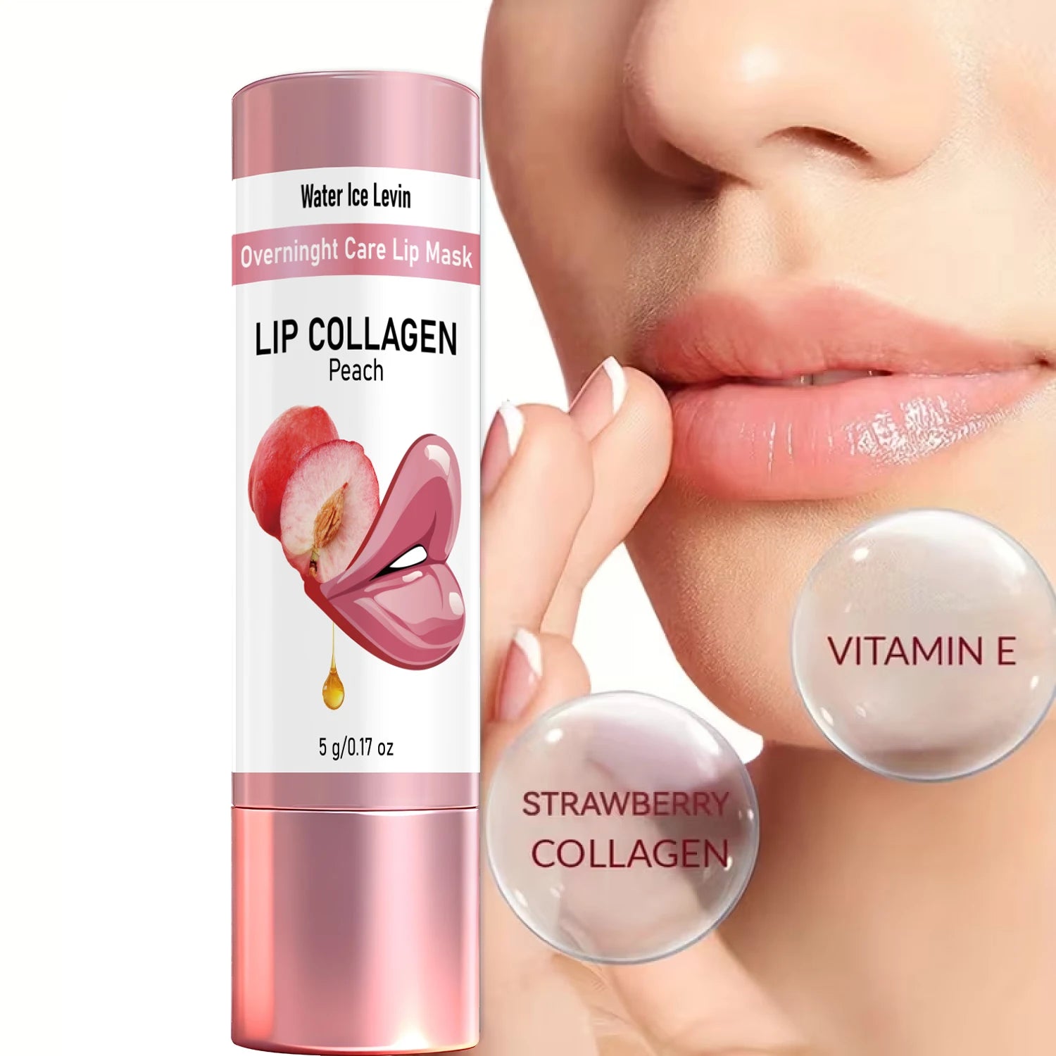 Peach Collagen Overnight Lip Mask Nourishing Hydrating Lip Care Treatment - 2