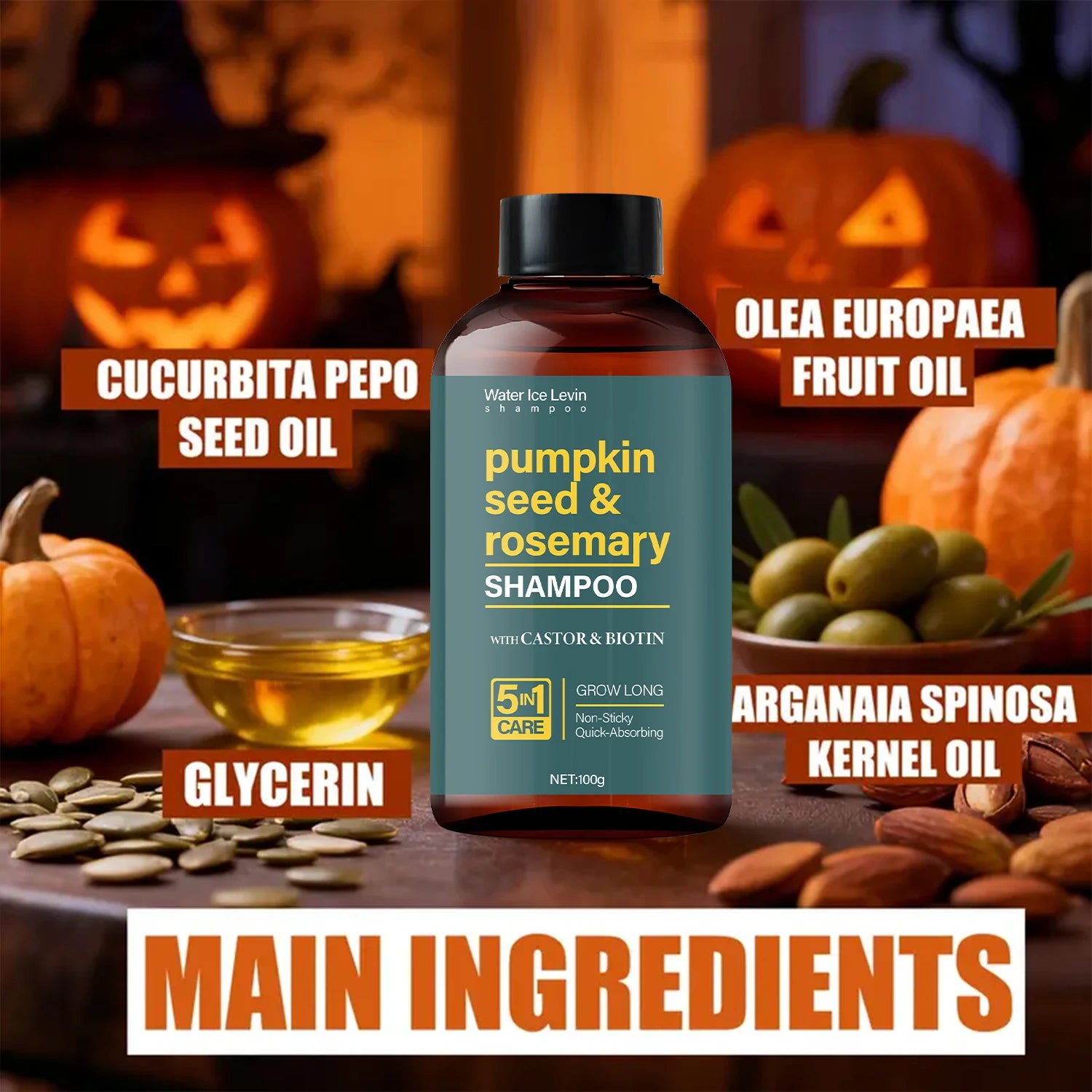 Pumpkin Seed and Rosemary Shampoo with Castor Oil and Biotin 100g - 5