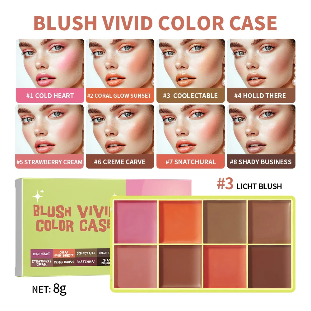 8-Color Cream Blush and Contour Palette