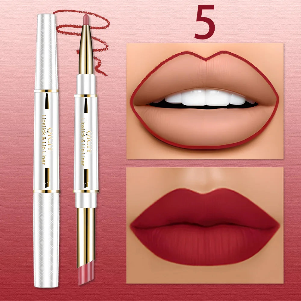 QICIY Dual Ended Lipstick and Lip Liner Long Lasting Waterproof Makeup