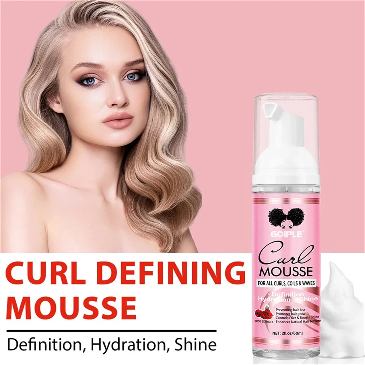 Goiple Rose Curl Mousse Hydrating Hair Styling Foam for Curly Hair - 7