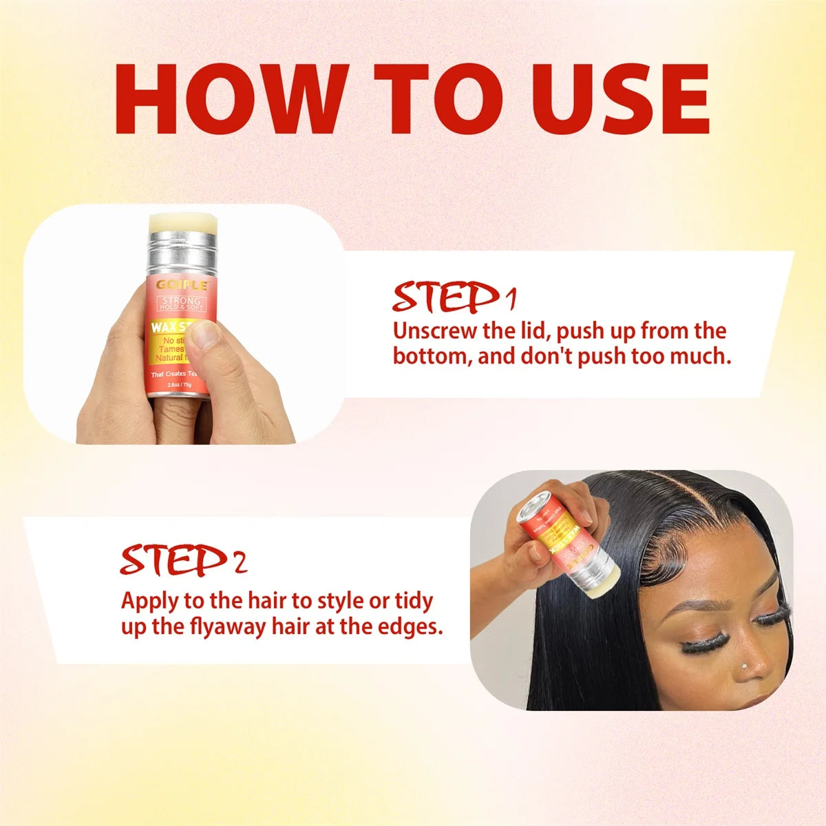 Goiple Hair Wax Stick and Styling Brush Set Anti Frizz Pomade - 5