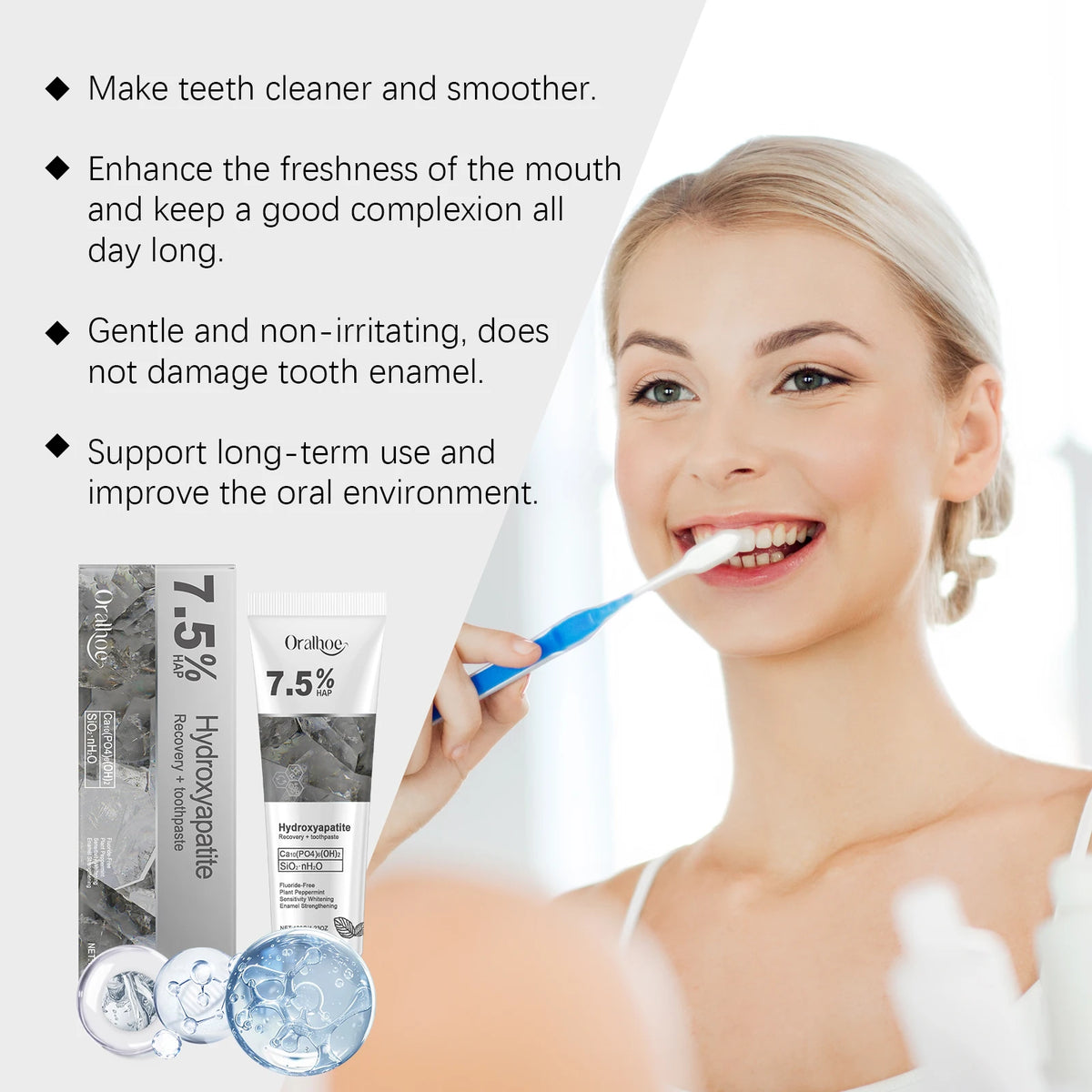 Hydroxyapatite Enamel Repair and Whitening Toothpaste