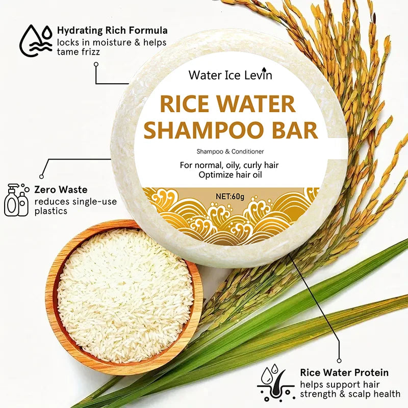 Rice Water Shampoo Bar Organic Hair Growth and Conditioning Soap 60g - 5
