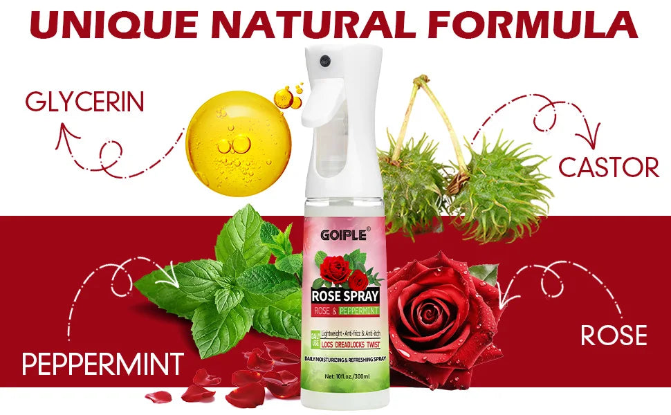 Goiple Rose Peppermint Hair Spray Anti Frizz Scalp Treatment for Locs