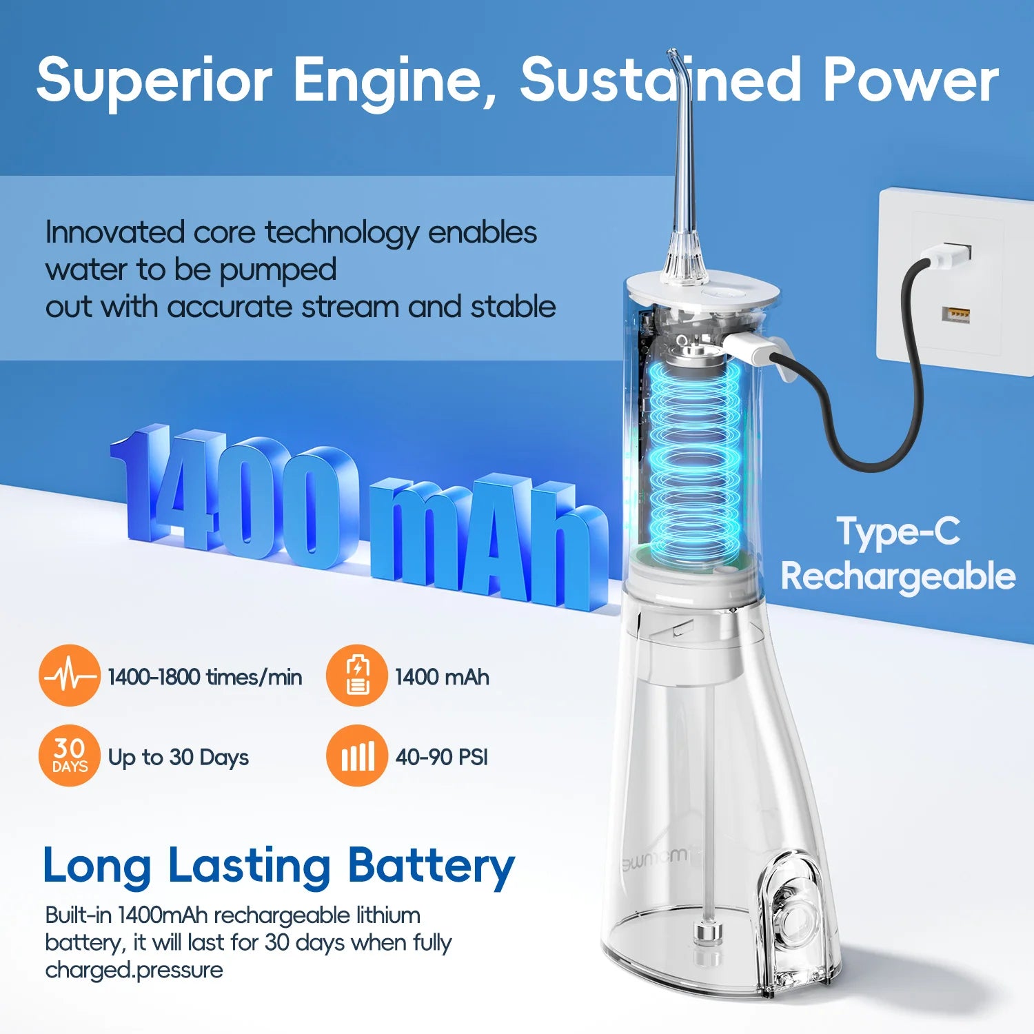 Portable Cordless Water Flosser for Teeth Cleaning - 3