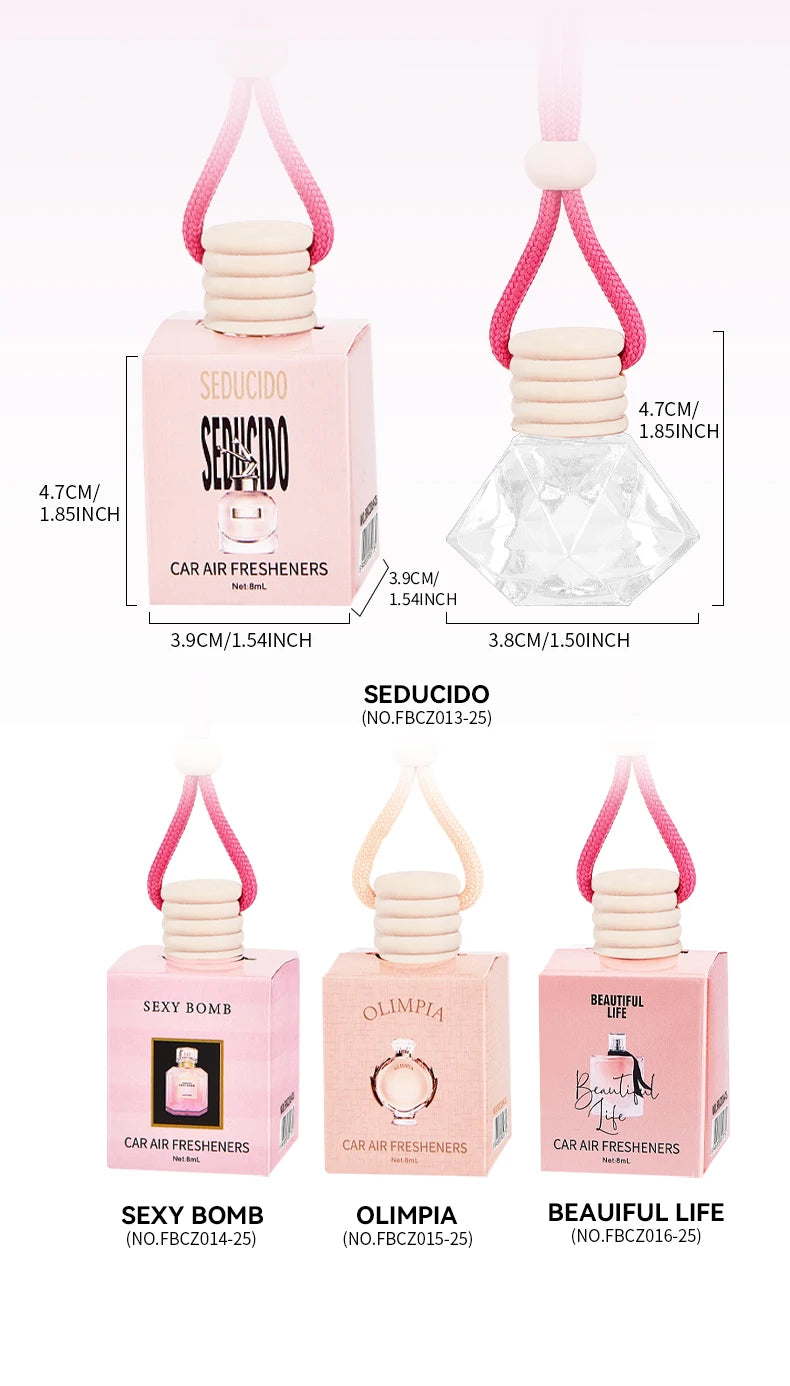 Pink Car Air Freshener Hanging Perfume Diffuser Set 4 Pack - 22