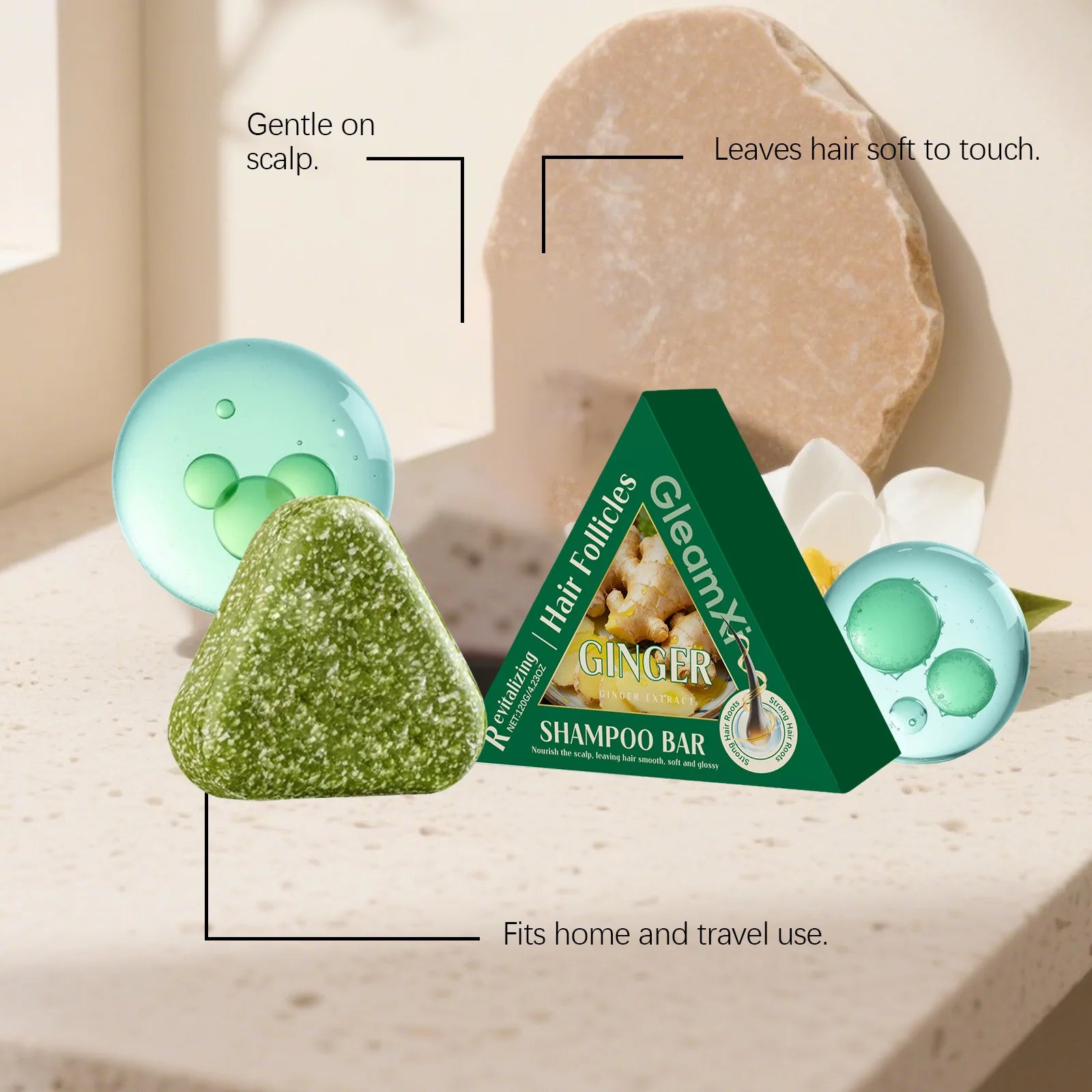 Ginger Extract Solid Shampoo Bar for Hair Loss and Scalp Nourishment - 6