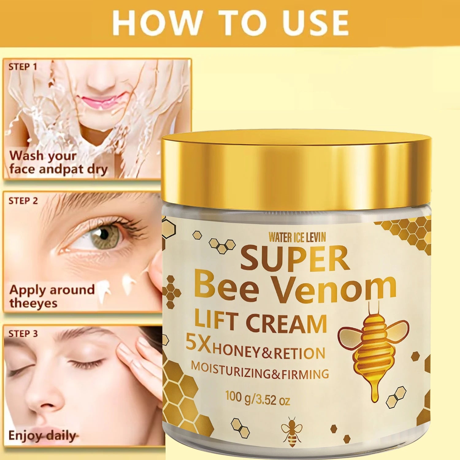 Bee Venom Face Cream Moisturizing Firming Anti Aging Lift Cream 100g - 1