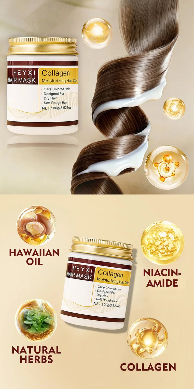 HEYXI Collagen Moisturizing Hair Mask for Dry and Colored Hair 100g