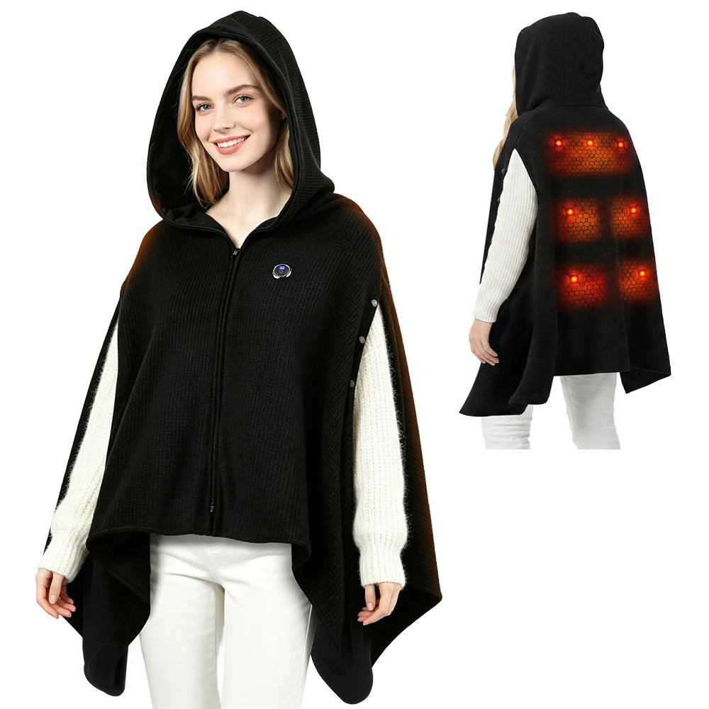 USB Powered Graphene Heated Hooded Shawl for Home and Office