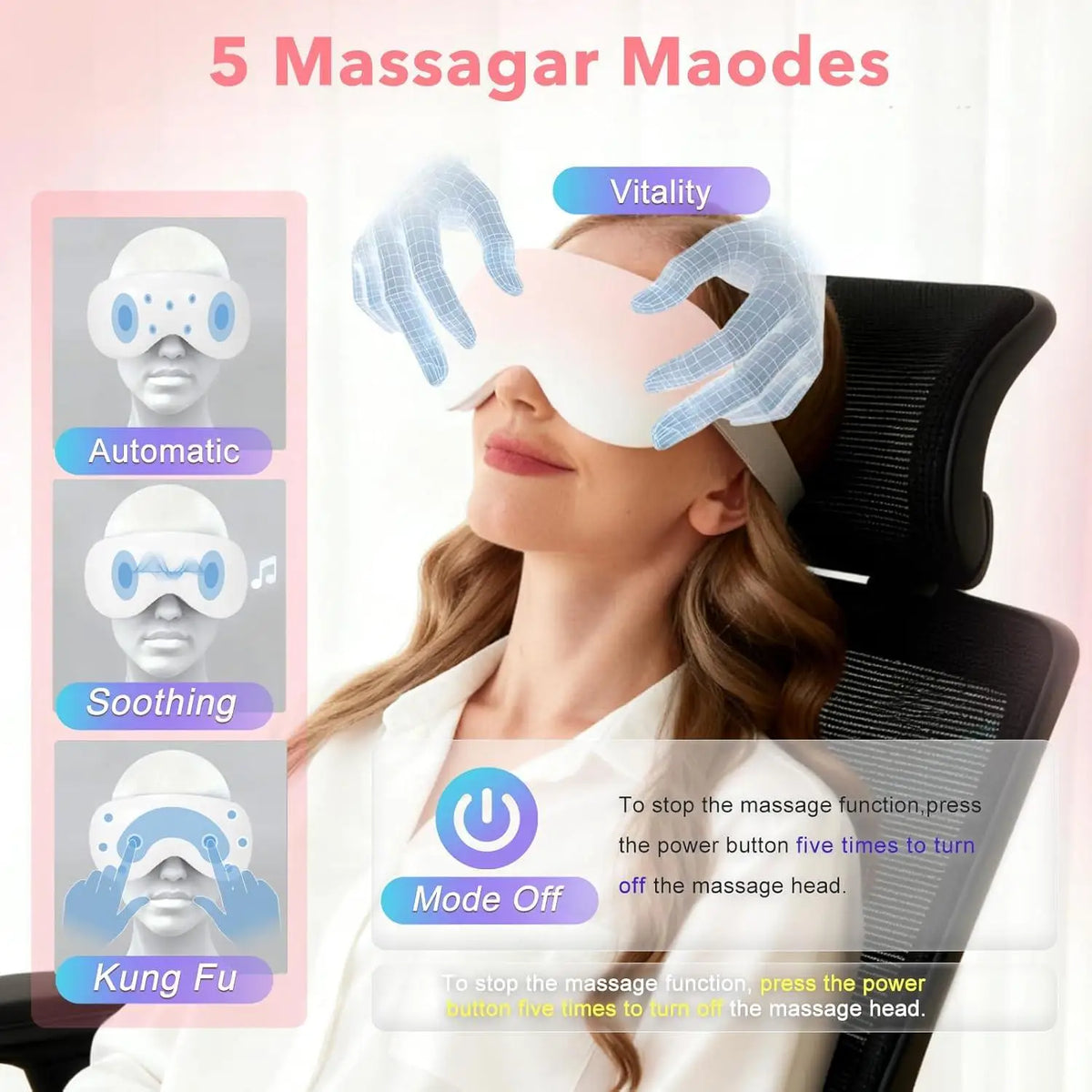 Smart Eye Massager with Cooling and Vibration for Eye Strain Relief