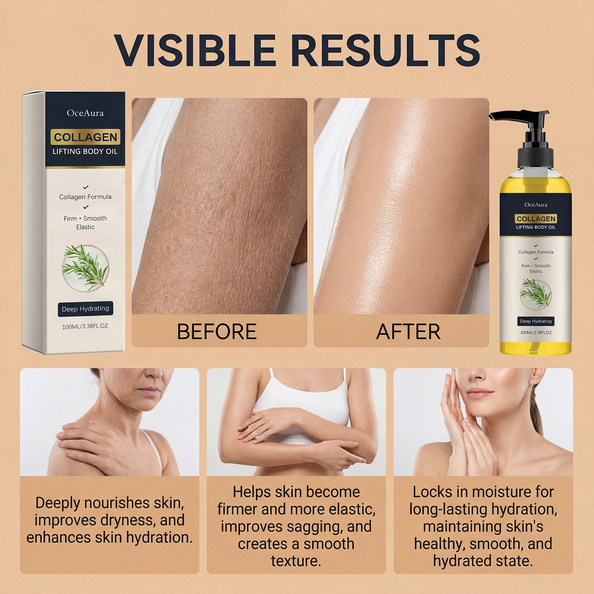 Collagen Firming Body Oil for Skin Elasticity and Moisturizing