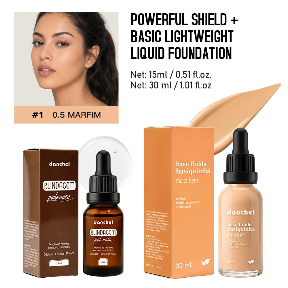 Liquid Foundation and Primer Makeup Set for Long-Lasting Coverage