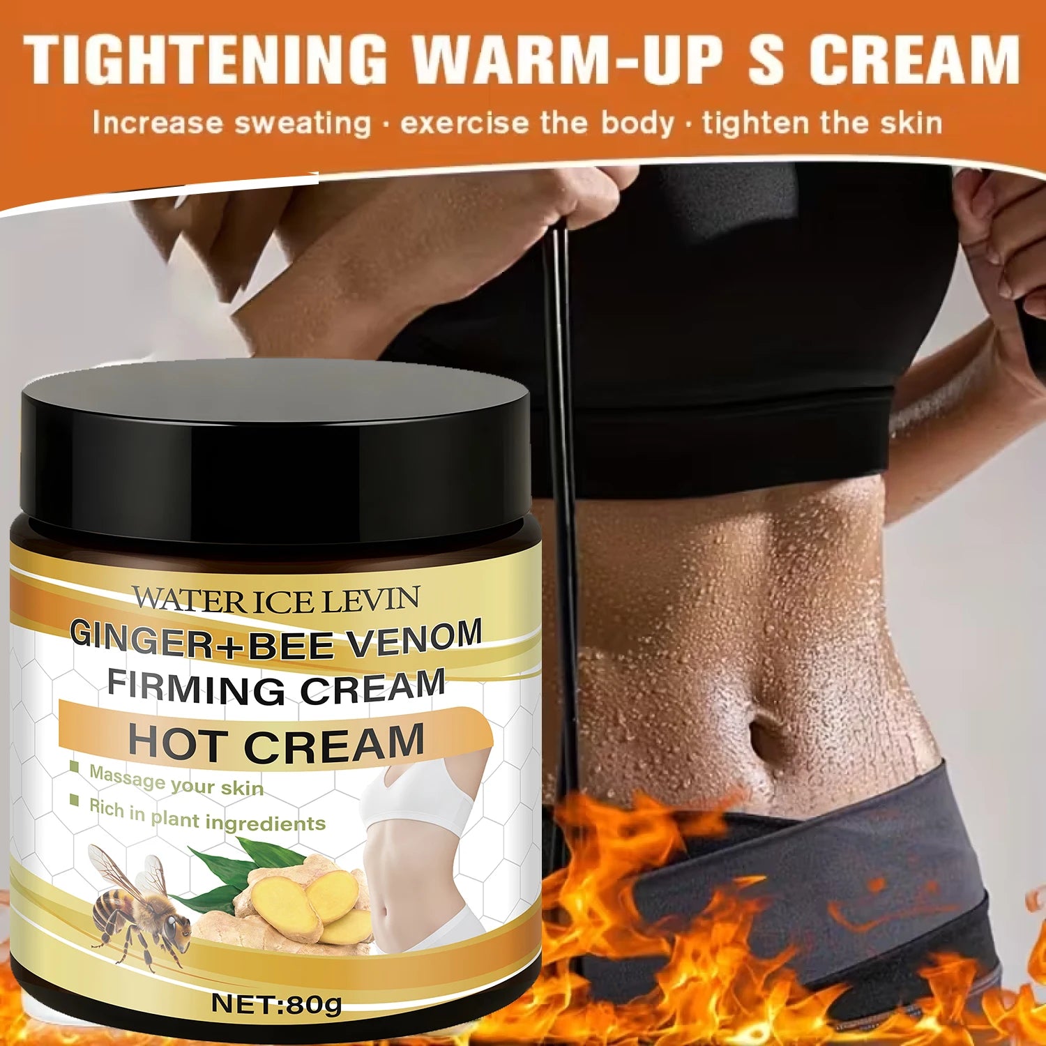 Ginger and Bee Venom Hot Firming Cream Pre Workout Body Moisturizer - 3