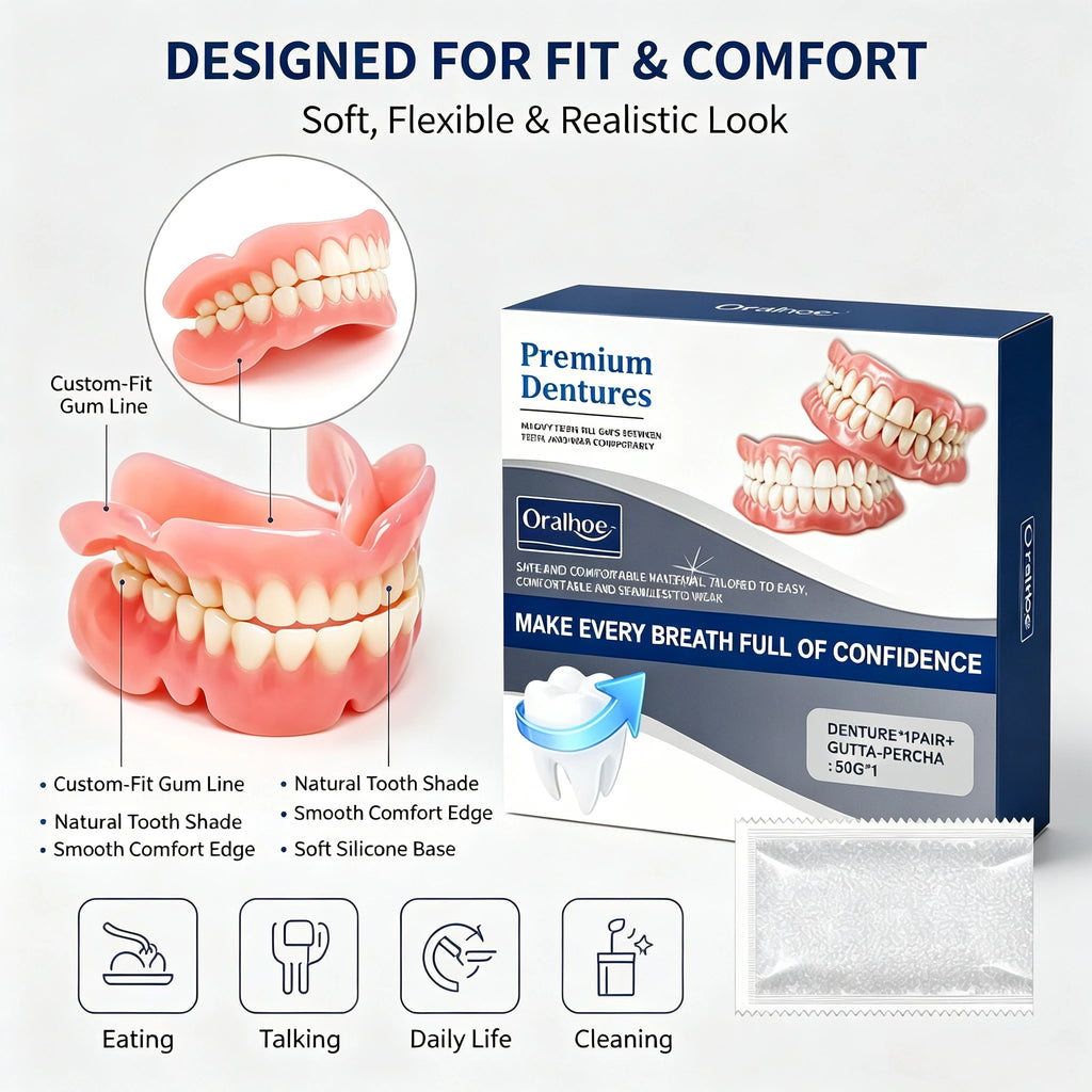 Snap-On Silicone Dentures for Instant Natural Smile