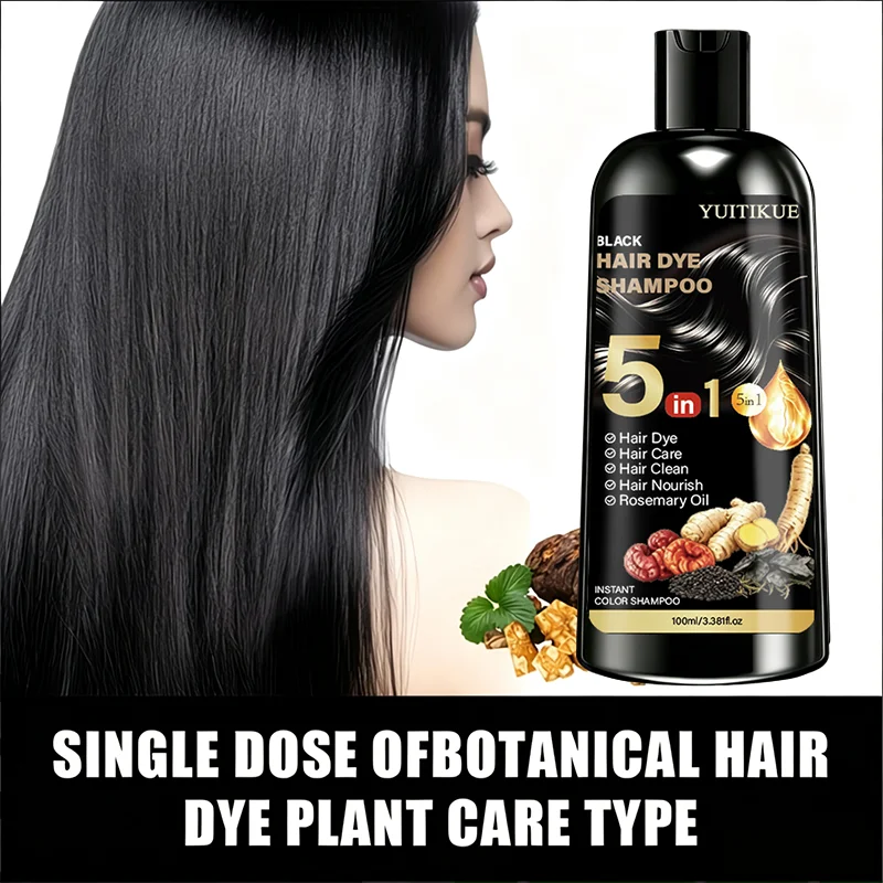 5-in-1 Plant Based Hair Coloring Shampoo Gray Hair Coverage 100ml