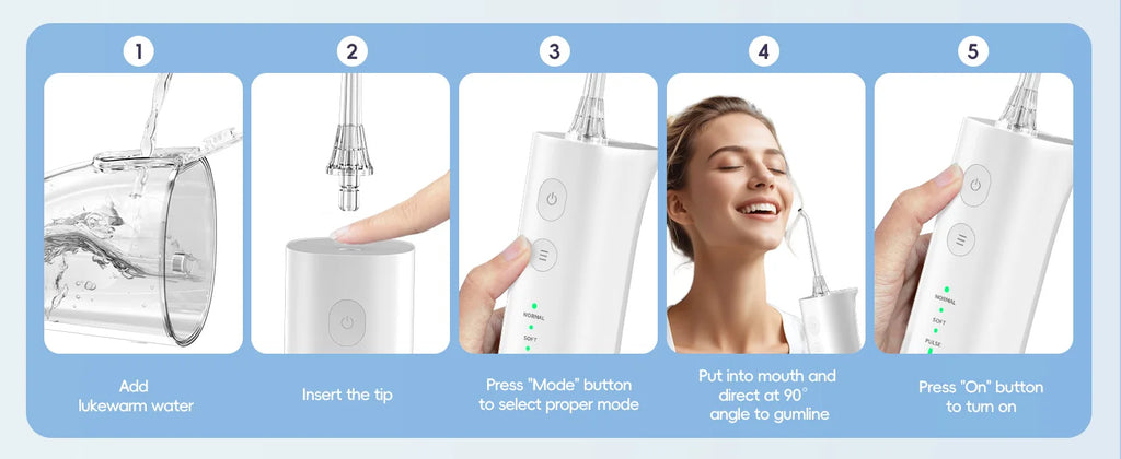 Portable Cordless Water Flosser for Teeth Cleaning