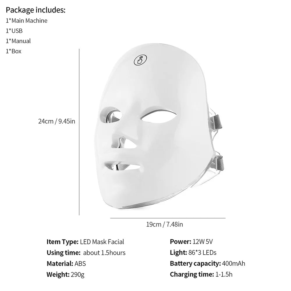 7-Color LED Light Therapy Face Mask for Skin Rejuvenation