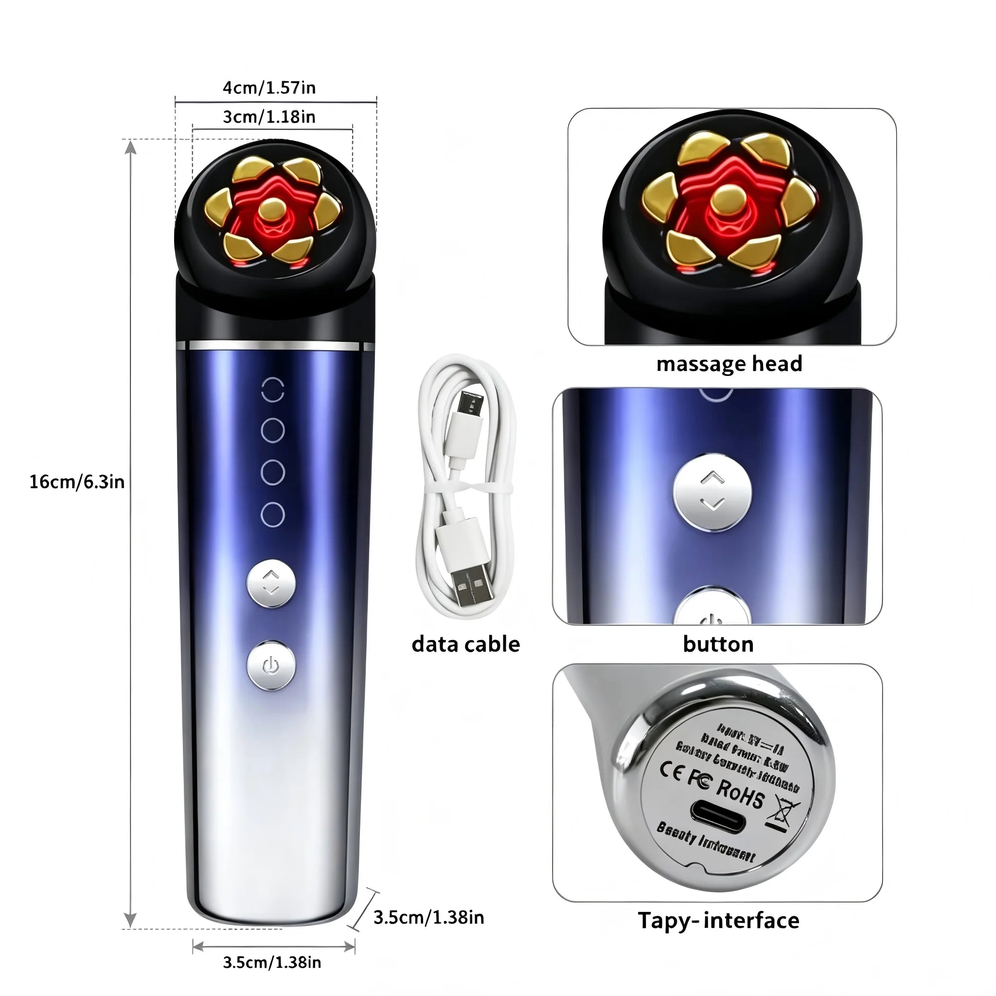 3-in-1 Red Light Facial Massager for Skin Tightening and Rejuvenation - 6