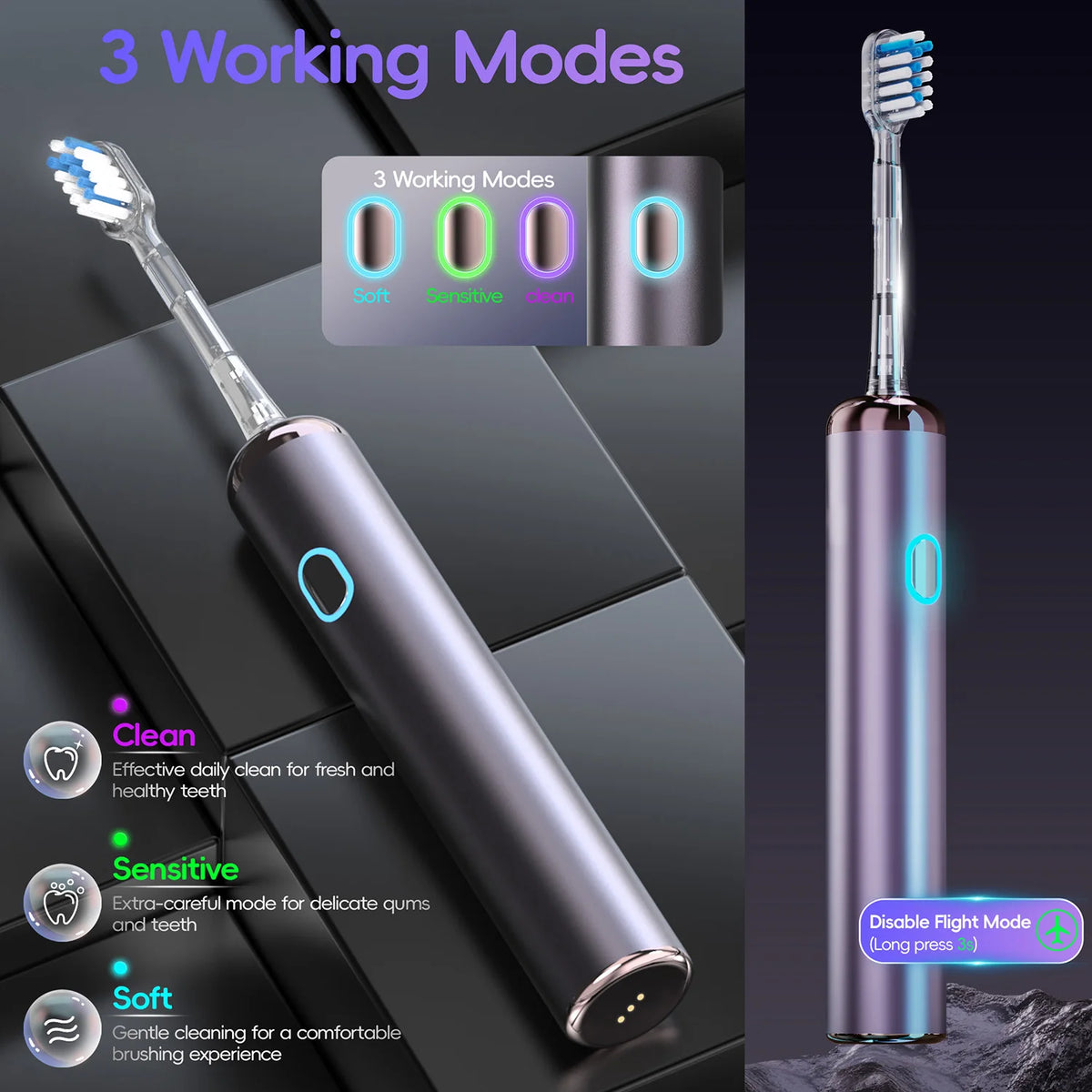 Portable Sonic Toothbrush and Water Flosser Oral Care Set