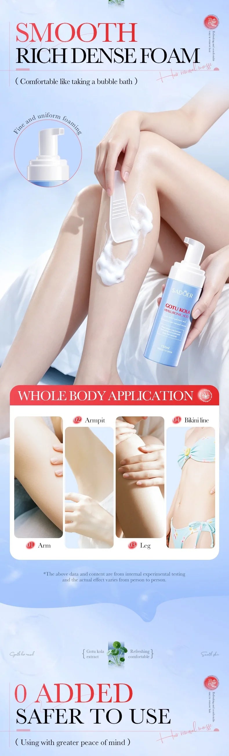 Sadoer Centella Hyaluronic Acid Hair Removal Mousse Gentle Body Foam - 12