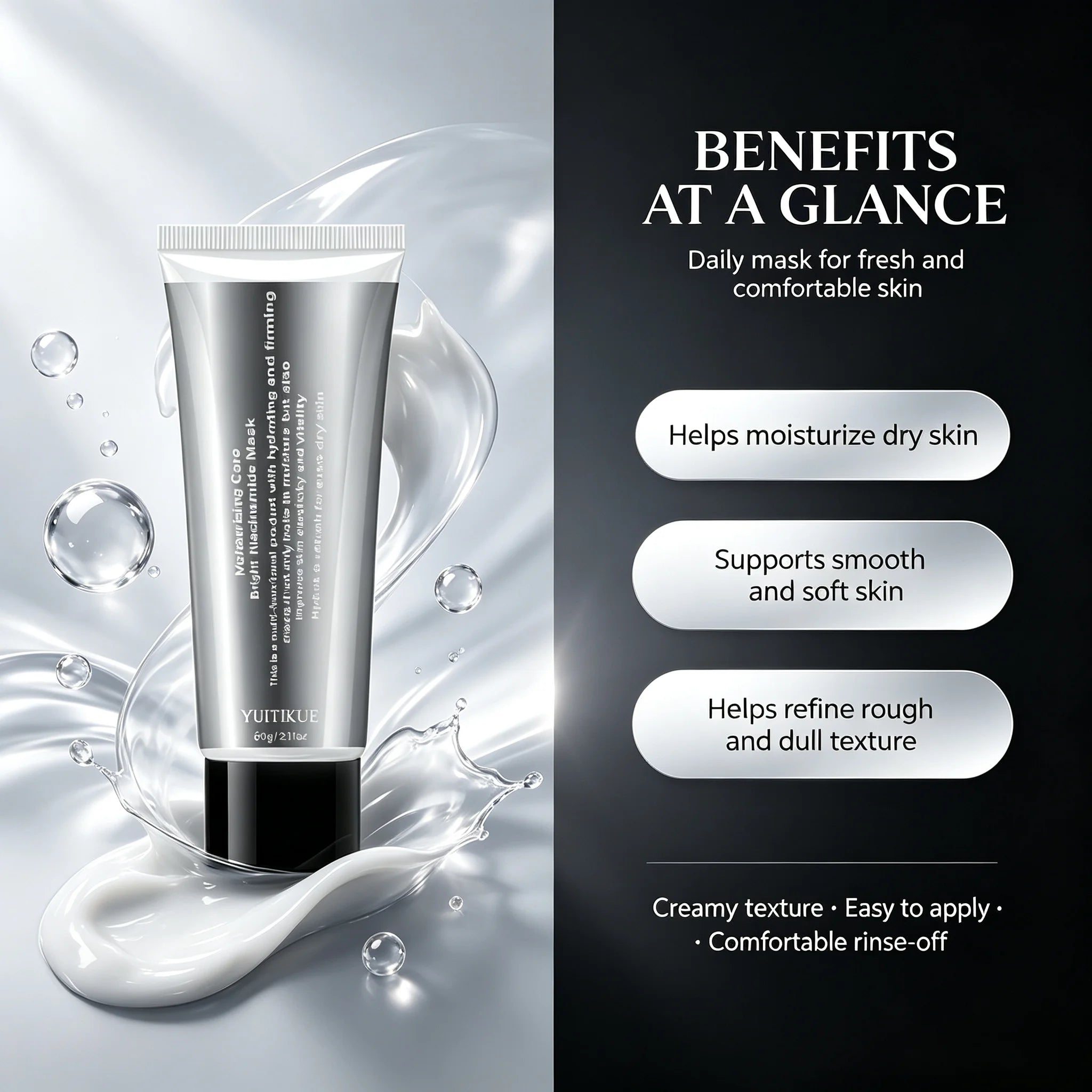YUITIKUE Niacinamide Face Mask Hydrating Brightening Wash Off Treatment - 5